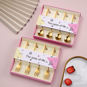 Wholesale Eco-Friendly 304 Rose Stainless Steel Spoon <b>Coffee</b> Fork Flatware <b>Set</b> with <b>Gift</b> Box for Giveaways - Product Image 4