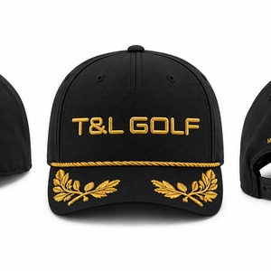 <b>Waterproof</b> 5 Panel Semi-Structured Golf Cap Custom Logo Embroidered Rope Cord Snapback Golf <b>Hat</b> for <b>Men</b> Outdoor Sport - Product Image 5