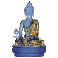 Vente en gros Liuli Bouddhisme chinois Statues de bouddha Figurines en résine de verre cristal pour la décoration de la maison ou des cadeaux