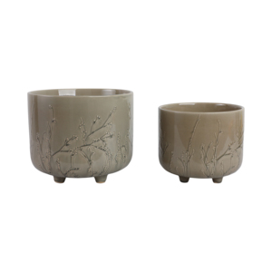 Vasi in ceramica con design a rami rialzati per piante da interno ed esterno, set di due - Product Image 1