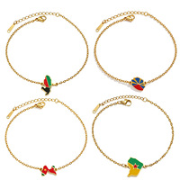 Bracelet en acier inoxydable pour femme, ajustable, avec carte émaillée de la Martinique, de l'Antigua, de la Guadeloupe et de la Réunion
