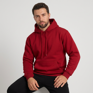 Sweat-shirt à capuche zippé pour homme, rouge, 100% coton molletonné, coupe classique, couleur unie, avec poche, vêtement d'hiver, logo personnalisé - Product Image 1
