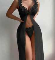 Chemises de nuit en dentelle transparente sexy et séduisantes pour femmes européennes et américaines, ensemble de chemises de nuit florales transparentes