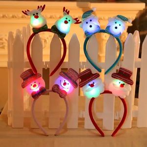 Lovely Christmas Santa Reindeer Snowman Bear <b>LED</b> <b>Light</b> Headband Hair Band Lightening Double Head Xmas Decoration Red New Years - Product Image 1