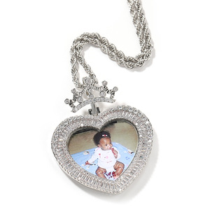 Popular personalizado Acero inoxidable medallón memoria corona collar colgantes chapado en <span class=keywords><strong>oro</strong></span> marco <span class=keywords><strong>de</strong></span> fotos grabado <span class=keywords><strong>con</strong></span> <span class=keywords><strong>cadena</strong></span> <span class=keywords><strong>de</strong></span> cuerda - Product Image 2