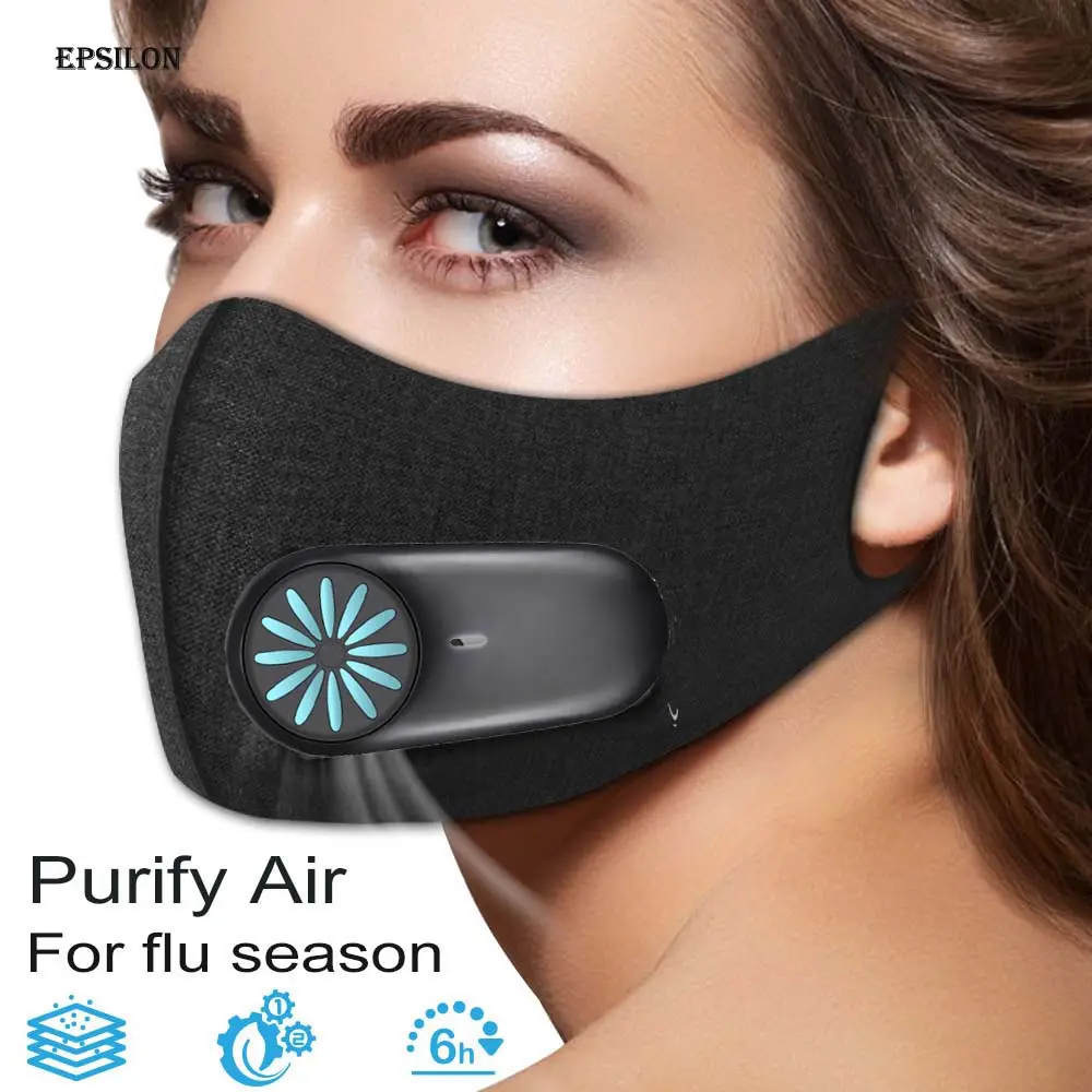 ऍप्सिलन स्मार्ट इलेक्ट्रिक Facemask प्रशंसक अद्वितीय हवा सफ़ाई के लिए प्रशंसक के साथ मोबाइल कॉल संगीत रनिंग राइडिंग सांस