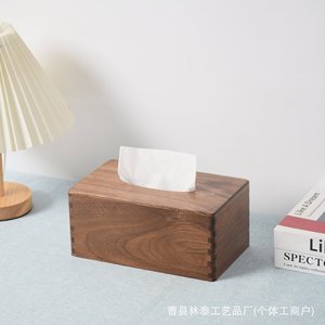 Boîte à mouchoirs en bois de noyer massif 20x12x10cm, rangement de bureau pour la maison, la voiture, le restaurant, avec option d'impression de logo - Product Image 4