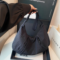 Sac fourre-tout personnalisé avec logo, écologique, couleur unie, léger, en nylon, avec fermeture éclair, design plissé, réutilisable