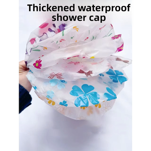 Bonnet imperméable épaissi en EVA pour <span class=keywords><strong>traitement</strong></span> capillaire – Utilisation douche et cuisine – <span class=keywords><strong>Anti</strong></span>-taches d'huile – Motifs pois/cœurs/fleurs - Product Image 4