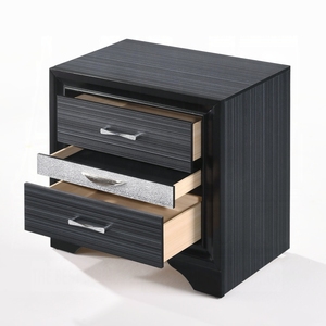 Black Finish <b>Storage</b> <b>Drawers</b> Nightstand Wooden Bedroom Furniture 1pc - Product Image 3