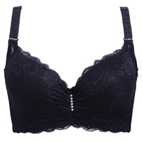 Soutien-gorge sexy en dentelle pour femme, tricoté, grande taille, fin, sans couture, à armatures, push-up, bonnet 3/4, bretelles latérales ajustables