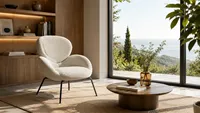 Chaise de salle à manger moderne de luxe en velours capitonnée, réglable en hauteur, avec pieds en métal, pour extérieur, forme pétale, chaise Bouclé arrondie