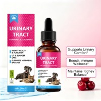 Gouttes liquides pour les voies urinaires Canneberge & D-Mannose Complément alimentaire pour chiens et chats 60ml Soin urinaire pour animaux OEM