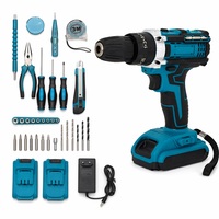 Perceuse sans fil polyvalente 21V à vitesse variable avec batterie au lithium, kit d'outils à main pour usage domestique, mallette de réparation professionnelle