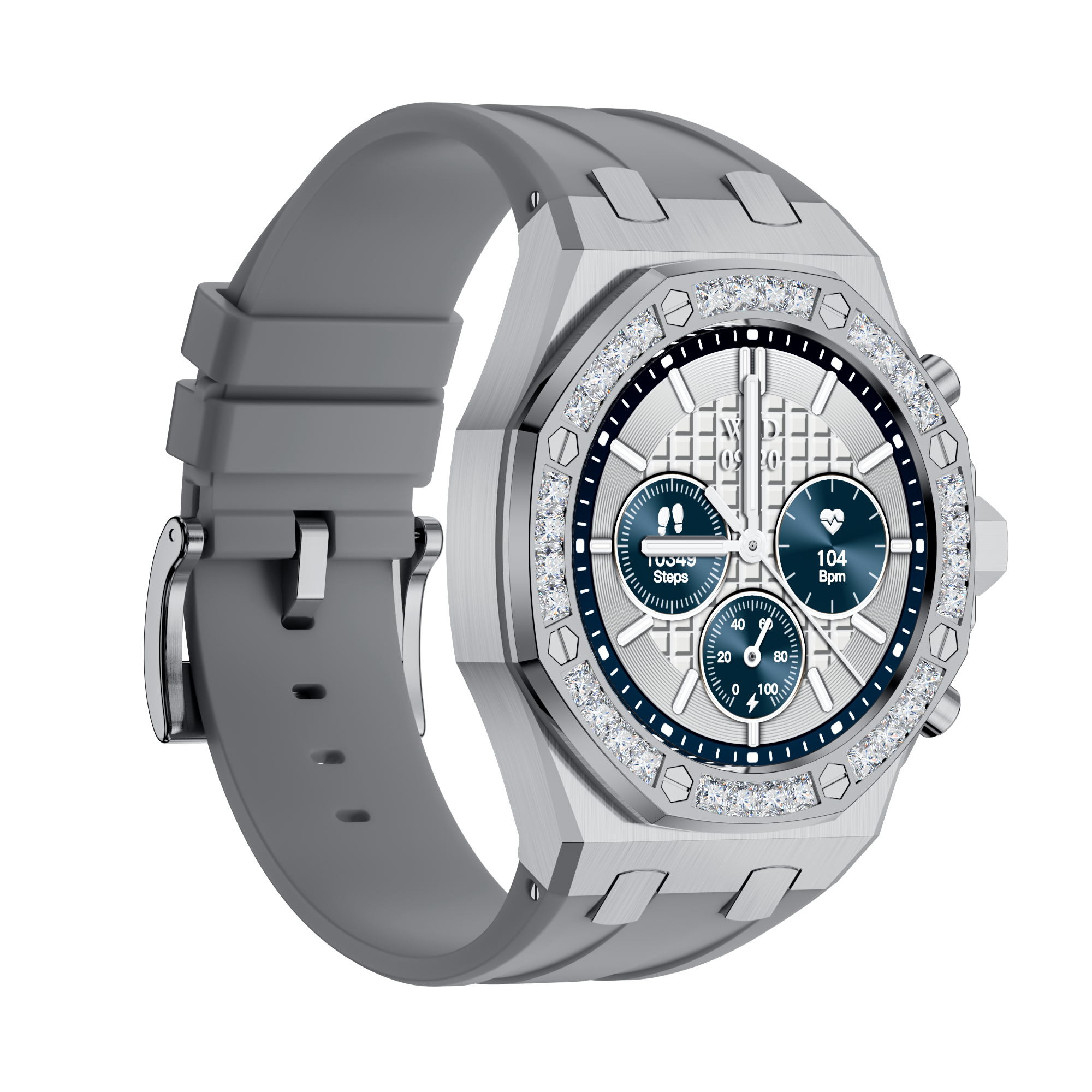Or blanc diamant carré
