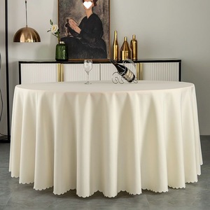 Tovaglia bianca rotonda in poliestere da 120 pollici all'ingrosso per banchetti nuziali tovaglia impermeabile - Product Image 6