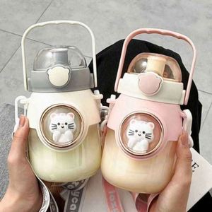 Summer Portable Plastic Straw Cup With 800Ml Capacity for Elementary School Students - Product Image 2