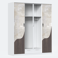 Lemari Pakaian Besi 4 Pintu Fabricant Fourniture Chambre Armoire avec Porte Coulissante Lemari Pakaian Luge