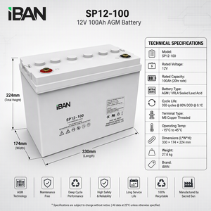 แบตเตอรี่ตะกั่วกรดแบบปิดผนึก 12V 100Ah ไม่ต้องบำรุงรักษา อายุการใช้งานยาวนาน 350 รอบการใช้งาน แบบกำหนดเองได้ - Product Image 3