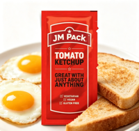 Sachets plats personnalisés anti-humidité à fermeture arrière 5g 10g pour Ketchup, Sauce Tomate, Chewing-gum, Lait, Condiments