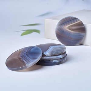 Vente en gros de cristaux de guérison, agate rayée naturelle, tranche ronde, pour la décoration de la maison et les cadeaux - Product Image 1