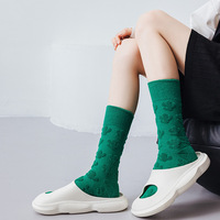 Chaussettes en coton tridimensionnelles - Chaussettes mi-mollet pour femmes - Chaussettes d'hiver et d'automne épaisses de couleur unie pour le sol