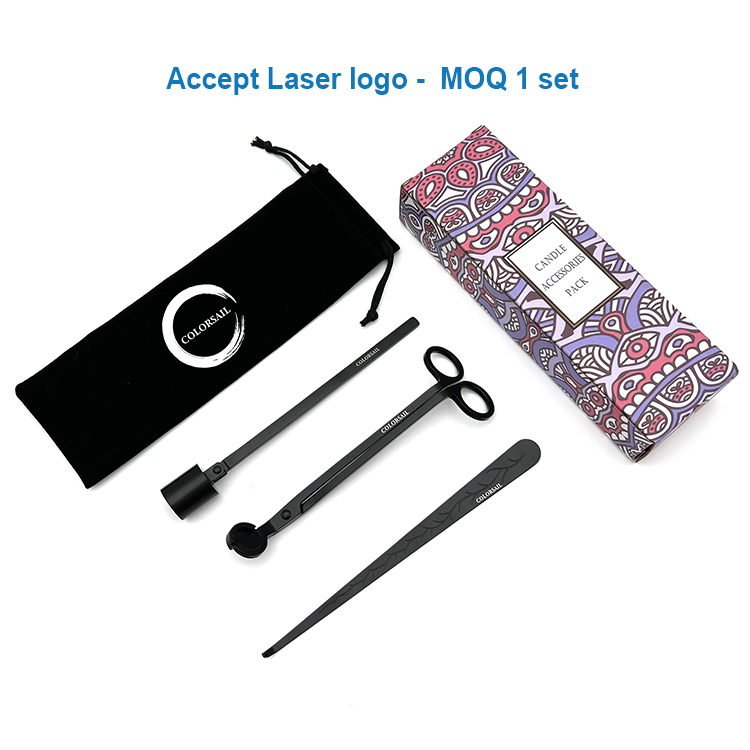 Оптовая продажа, 3 шт., розовое золото, матовый черный фитиль Snuffer Dipper, триммеры, набор для ухода за свечами