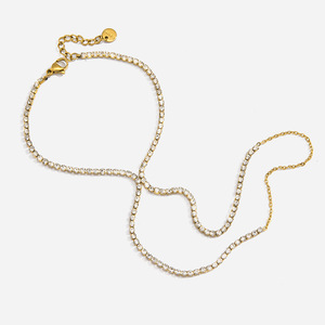 Pulsera de Cadena con Diamantes de Imitación, Diseño Geométrico Redondo en Tono Dorado, Joyería Unisex, Artículo de Regalo - Product Image 1
