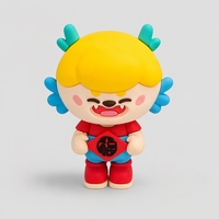 Statuette mascotte en PVC, figurine 3D de dessin animé (ours, chien), avec base personnalisable pour logo, pour souvenir d'entreprise et décoration de table à la maison