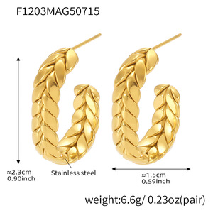 Orecchini estetici a grana di <span class=keywords><strong>grano</strong></span> in acciaio inossidabile placcato <span class=keywords><strong>oro</strong></span> 18k di fascia alta - Product Image 4