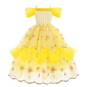 Costumes de cinéma et de télévision pour filles, vente flash, robe de princesse Belle pour petites filles, ensemble de costumes jaunes pour enfants - Product Image 3