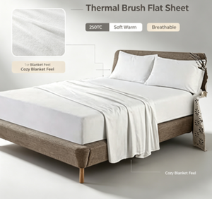 Cozy Thermal Brush <strong>Flat</strong> <strong>Sheet</strong> 250TC Skin Friendly Bed <strong>Sheet</strong> for Hotel Room - Product Image 3