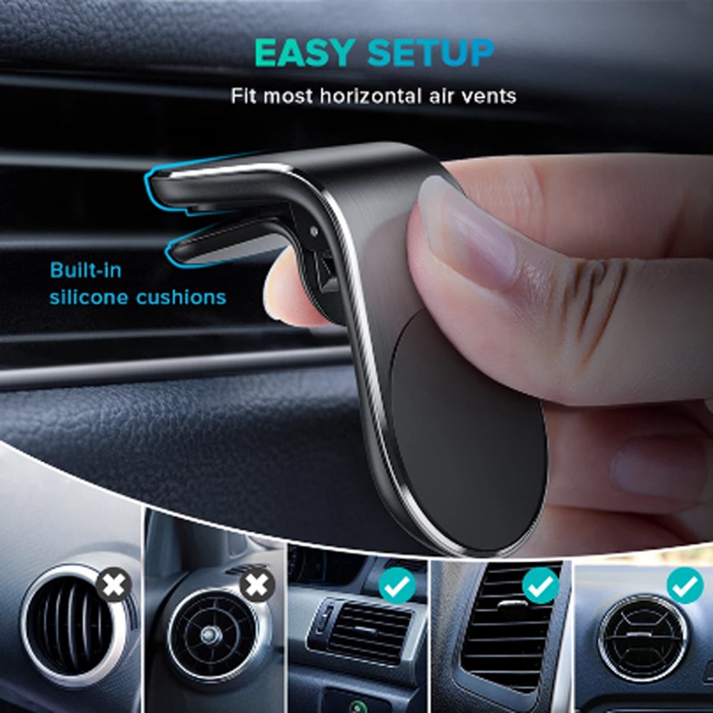 Wholesale Magnetic Car Phone Holder  for GPS L Shape Stand for Phone, Strong Magnet Metal Car Mount Air Vent Phone Holder