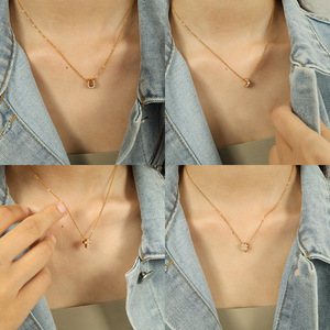 Collier pendentif en acier inoxydable avec incrustation de perles, forme croix, étoile, cœur, pour bijoux de mode de fête - Product Image 4