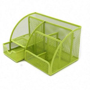 Mesh Office Desk Organizer with Sticky Notes <b>6</b> Compartments Desk Accessories Organizer with <b>Drawer</b> Desk Caddy Pen Holder - Product Image 2