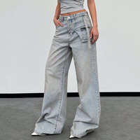 Celana Jeans Wanita High Waist Baggy Streetwear Berkualitas Tinggi Model Wide Leg