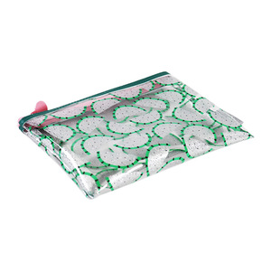 Clear PVC Cosmetic Bag With Geometric Pattern Zipper Closure Water Resistant Small <b>Makeup</b> <b>Case</b> For Travel Toiletry Storage - Product Image 4