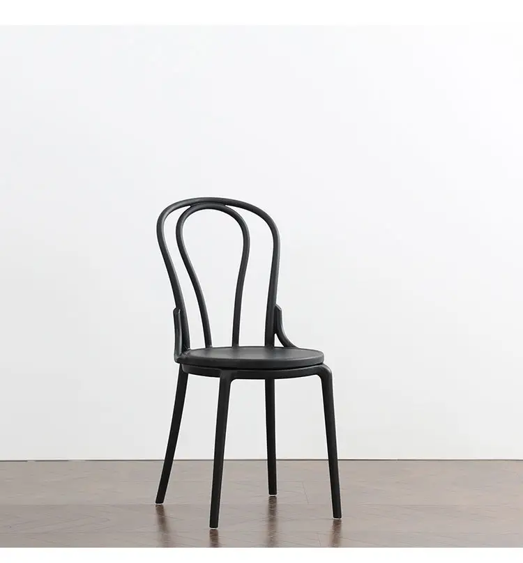 เก้าอี้ Thonet เก้าอี้ห้องอาหารแบบเรียบง่ายเฟอร์นิเจอร์แถบพลาสติกแบบเรียบง่ายพร้อมที่นั่ง PP แบบกลม