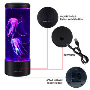 Premium nueva lámpara de noche luz Led 3D Base <span class=keywords><strong>JELLYFISH</strong></span> lámpara sala de estar plástico 25 Control remoto moderno etiqueta azul 5V 1000 medio - Product Image 3