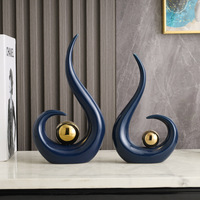 Décorations de bureau européennes de haute qualité, décoration intérieure dorée en céramique, ornements de luxe légers