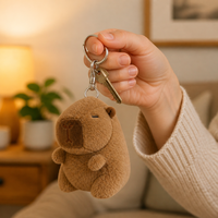 Porte-clés Capybara Assis Tendance Kawaii Zaves – Écologique, Durable, Idéal pour Sac d'École, Cadeau d'Anniversaire, Meilleure Vente, Doux et Rembourré
