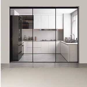 Porte coulissante <span class=keywords><strong>de</strong></span> cuisine ultra-étroite à trois battants pliables avec cloison invisible en verre, porte <span class=keywords><strong>de</strong></span> véranda, vente en gros et personnalisable - Product Image 2