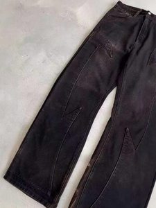 <span class=keywords><strong>Jeans</strong></span> da Uomo Personalizzati a Gamba Dritta con Ricami Intricati, Lavaggio Scuro, Motivo Artistico Mitologico Ricamato su Denim - Product Image 3