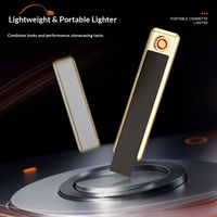 Briquet fin et léger rechargeable par USB |   Logo gravé sur mesure |   Briquet portable coupe-vent pour cadeau d'affaires et usage quotidien
