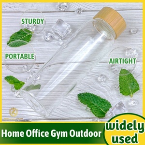 Bottiglie d'Acqua in Vetro con Coperchio in <span class=keywords><strong>Bambù</strong></span> all'Ingrosso da 18oz, <span class=keywords><strong>Borraccia</strong></span> Riutilizzabile in Vetro Borosilicato Trasparente per Viaggi, Frigorifero, Bevande e Succhi - Product Image 4