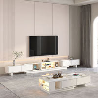Ensemble de meubles TV modernes, table basse ronde et meuble TV combinés, style crème français