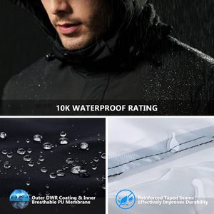 FOXA Men's Waterproof <b>Ski</b> Jacket Fleece Lined Hooded Winter Snow Wear - Product Image 3