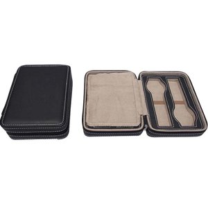 Boîte à montres en cuir double face multi-emplacements avec fermeture éclair, étui de voyage pour montres-bracelets en cuir, logo personnalisé imprimé, vente en gros - Product Image 5