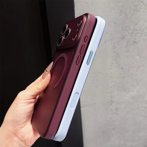 เคสโทรศัพท์มือถือแม่เหล็กแบบด้านหรูหราสำหรับ iPhone 18 17 16 Pro Max ขอบหนังลายเท็กซ์เจอร์ ป้องกันด้านหลัง - Product Image 3