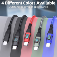 Câble de données USB C à charge rapide tressé en nylon 60W 480 Mbps avec affichage LED 60W TYPE C vers TYPE C pour iPhone 15 16 pour ordinateur portable Macbook